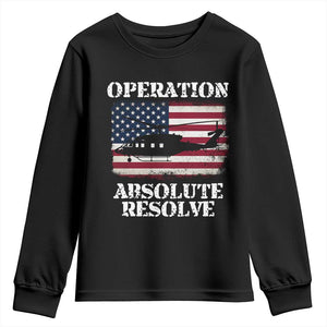 Operation Absolute Resolve Youth Sweatshirt US Military Extraction Mission American Flag TS02 Black Print Your Wear