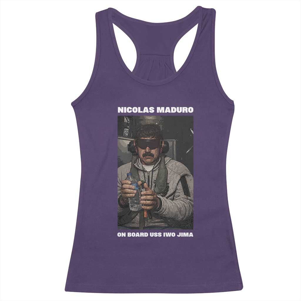 Maduro Captured Meme Racerback Tank Top On Board USS Iwo Jima Political Satire TS02 Purple Print Your Wear