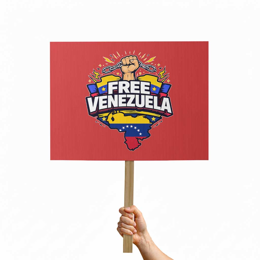 Free Venezuela Raised Fist Protest Sign Libre Venezuelan Flag Map Liberation TS02 Horizontal 18