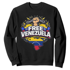 Free Venezuela Raised Fist Sweatshirt Libre Venezuelan Flag Map Liberation TS02 Black Print Your Wear