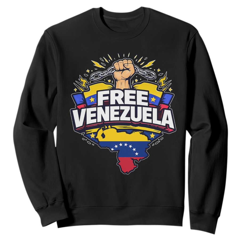 Free Venezuela Raised Fist Sweatshirt Libre Venezuelan Flag Map Liberation TS02 Black Print Your Wear