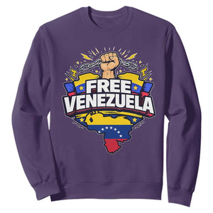 Free Venezuela Raised Fist Sweatshirt Libre Venezuelan Flag Map Liberation TS02 Purple Print Your Wear