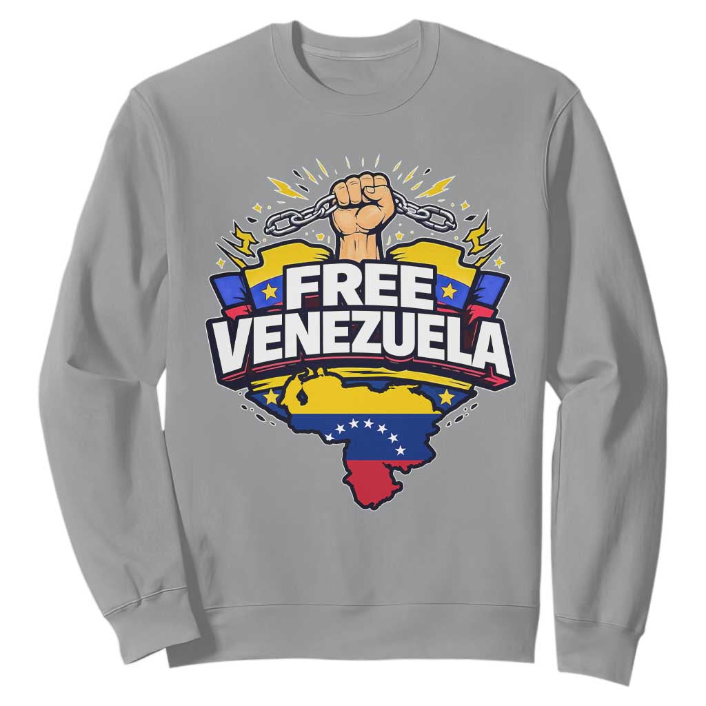 Free Venezuela Raised Fist Sweatshirt Libre Venezuelan Flag Map Liberation TS02 Sport Gray Print Your Wear