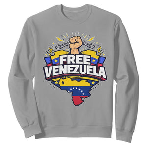 Free Venezuela Raised Fist Sweatshirt Libre Venezuelan Flag Map Liberation TS02 Sport Gray Print Your Wear