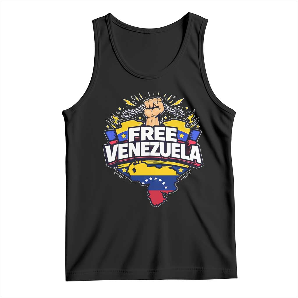 Free Venezuela Raised Fist Tank Top Libre Venezuelan Flag Map Liberation TS02 Black Print Your Wear