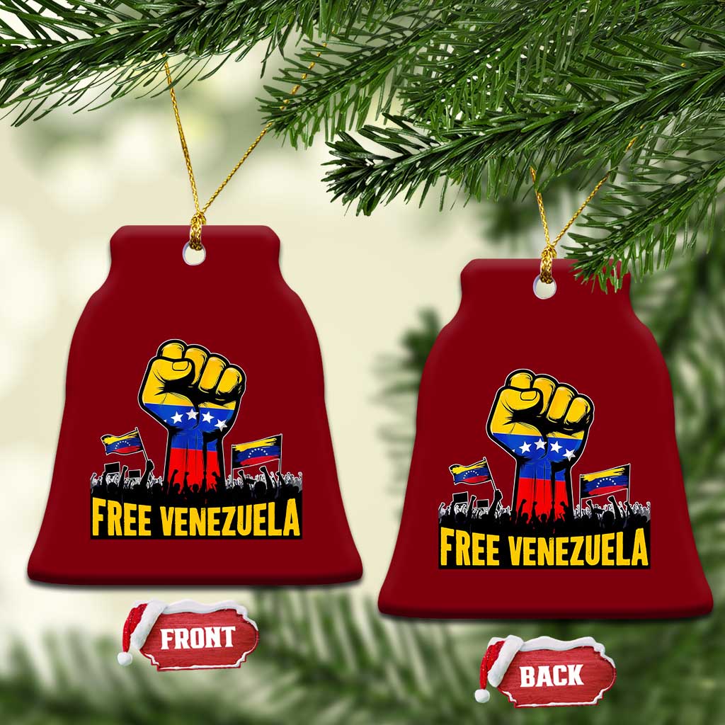 Free Venezuela Flag Ceramic Ornament Raised Fist Resistance for Liberation Supporters TS02 Print Your Wear