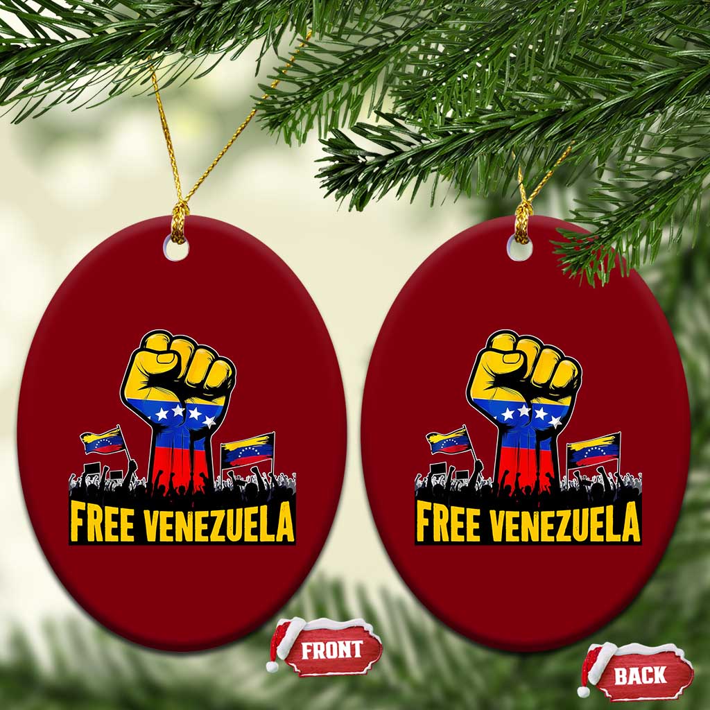 Free Venezuela Flag Ceramic Ornament Raised Fist Resistance for Liberation Supporters TS02 Print Your Wear