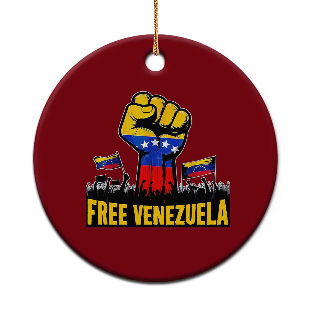 Free Venezuela Flag Ceramic Ornament Raised Fist Resistance for Liberation Supporters TS02 1pc Red Print Your Wear