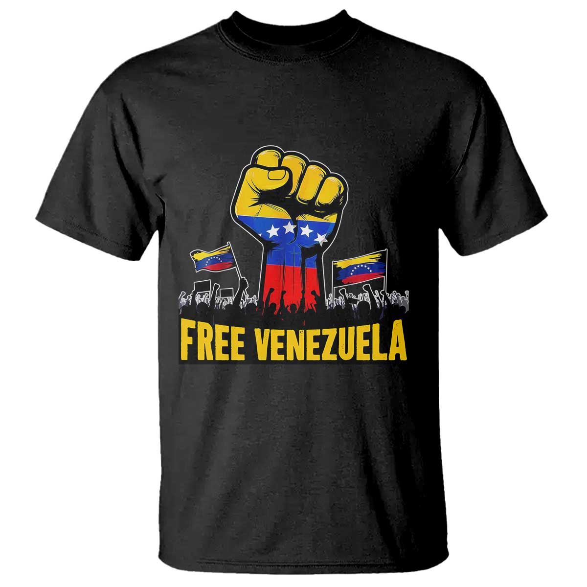 Free Venezuela Flag T Shirt Raised Fist Resistance for Liberation Supporters TS02 Black Print Your Wear