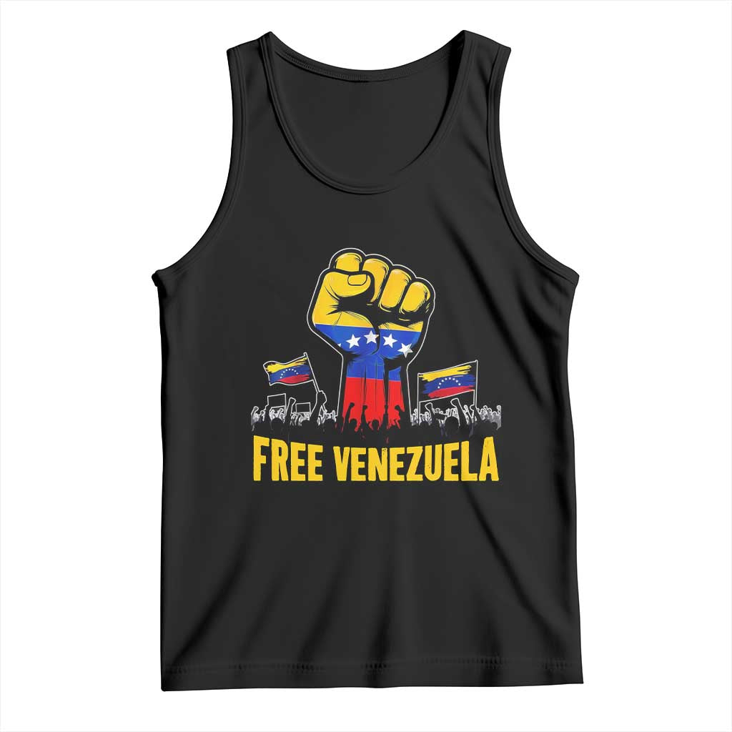 Free Venezuela Flag Tank Top Raised Fist Resistance for Liberation Supporters TS02 Black Print Your Wear