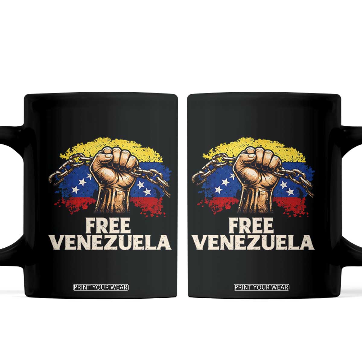 Free Venezuela Flag Chain Breaker Coffee Mug Powerful Liberation for Liberation Supporters TS02 Black Print Your Wear