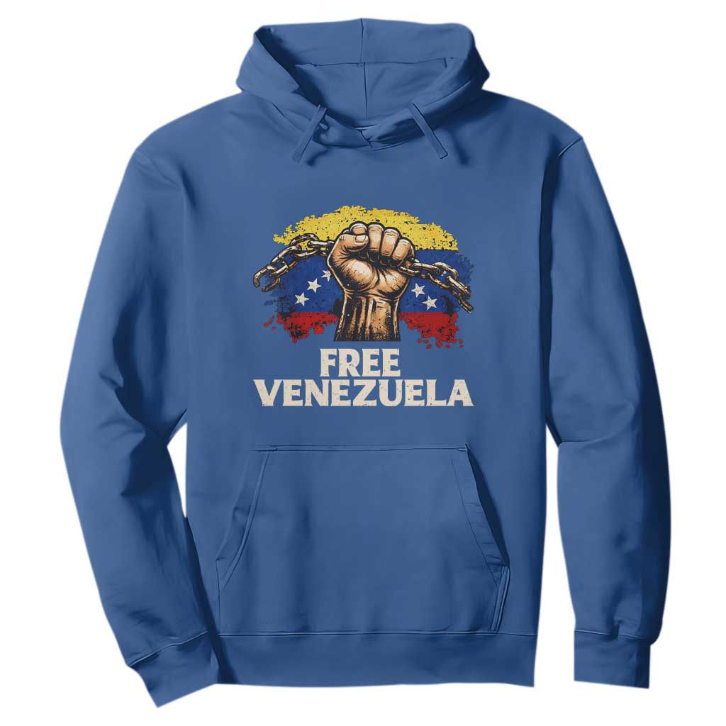 Free Venezuela Flag Chain Breaker Hoodie Powerful Liberation for Liberation Supporters TS02 Royal Blue Print Your Wear