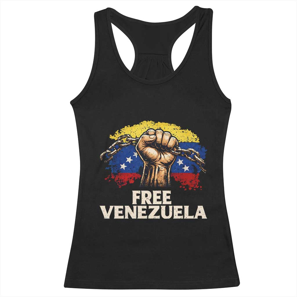 Free Venezuela Flag Chain Breaker Racerback Tank Top Powerful Liberation for Liberation Supporters TS02 Black Print Your Wear