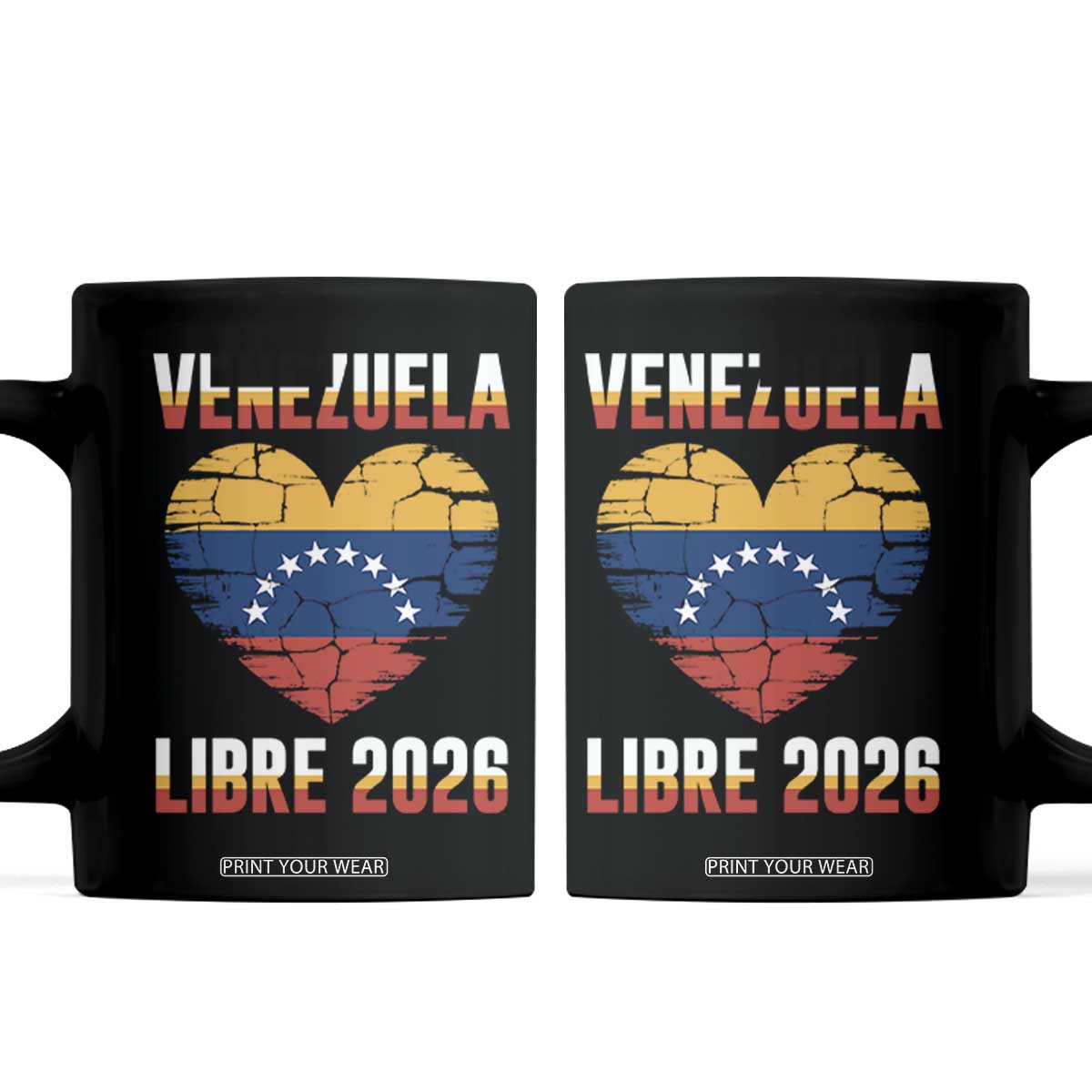 Venezuela Libre 2026 Coffee Mug Venezuelan Flag Heart Freedom and National Pride TS02 Black Print Your Wear