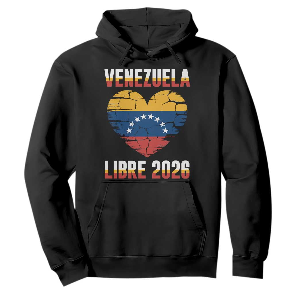 Venezuela Libre 2026 Hoodie Venezuelan Flag Heart Freedom and National Pride TS02 Black Print Your Wear