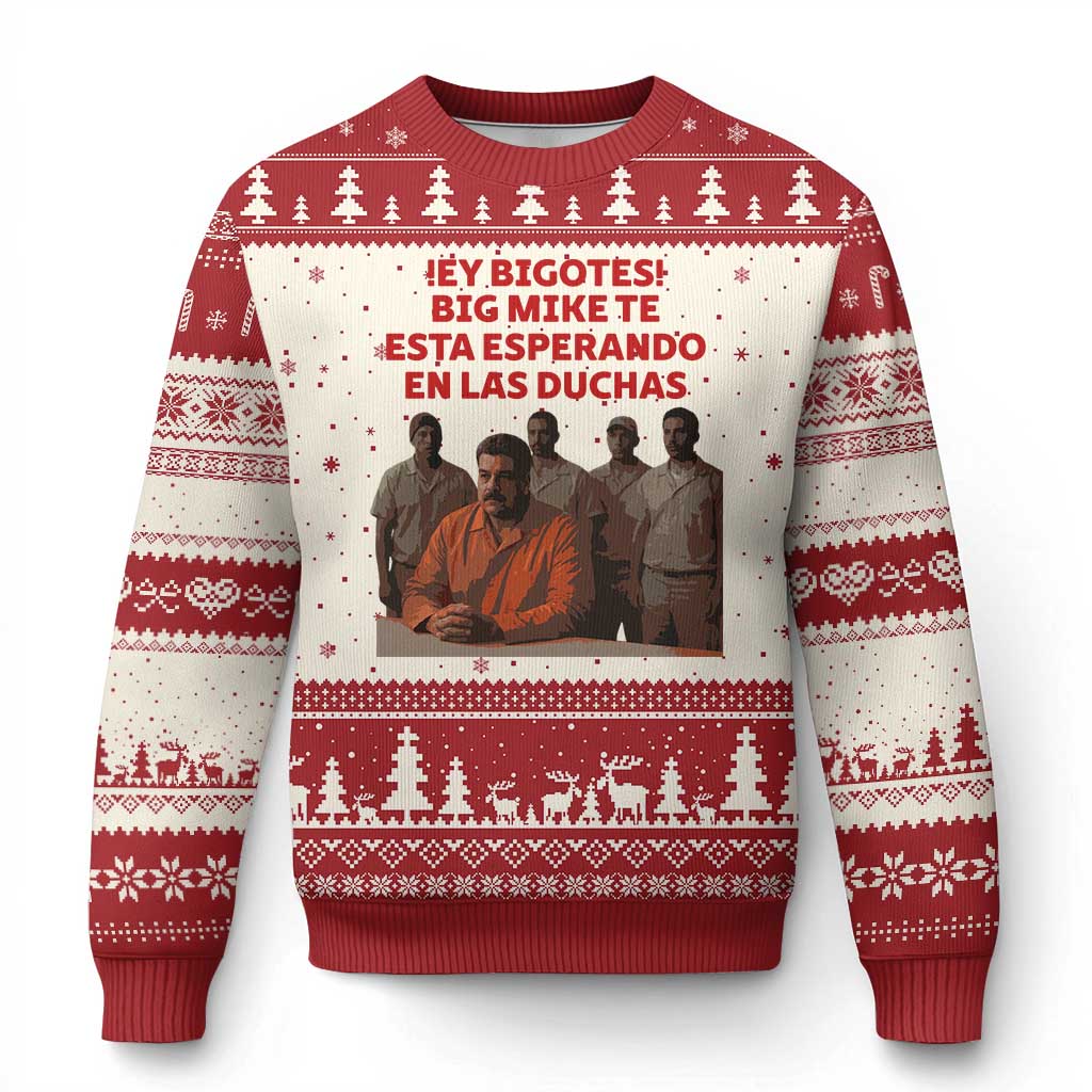 Maduro in Prison Meme Satire Ugly Christmas Sweater Spanish Political Politcal Sarcasm TS02 Beige Red Print Your Wear