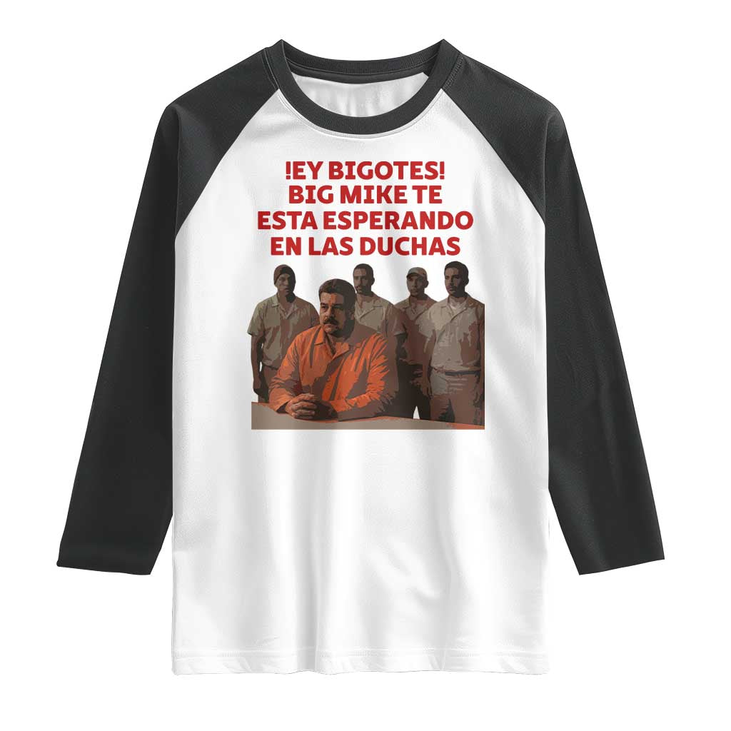 Maduro in Prison Meme Satire Raglan Shirt Spanish Political Politcal Sarcasm TS02 White Black Print Your Wear