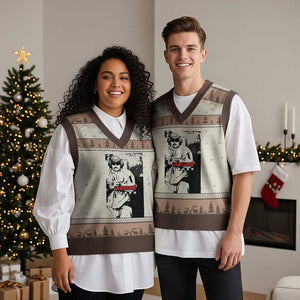 Wasted Maduro Meme V-Neck Knit Sweater Vest Dictators Downfall Political Satire GTA Style TS02 Mocha Mousse Print Your Wear