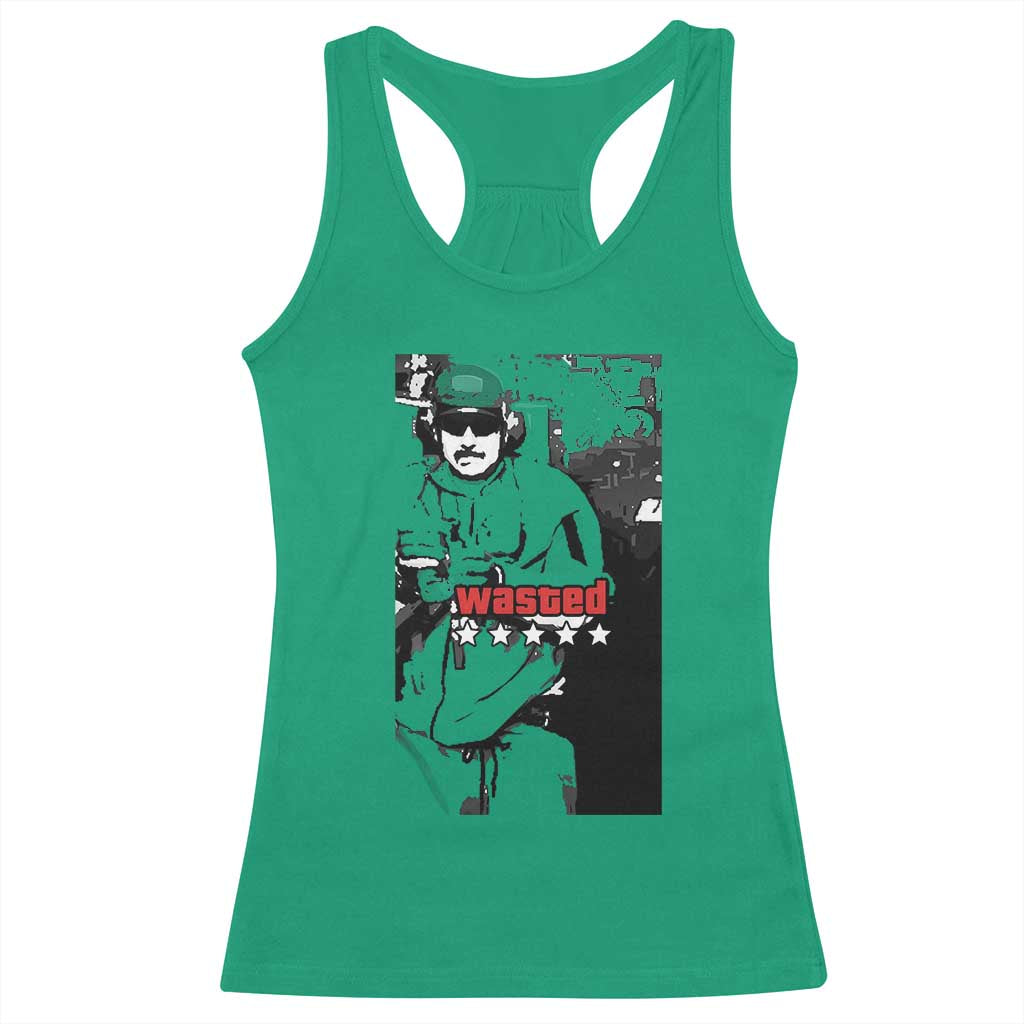 Wasted Maduro Meme Racerback Tank Top Dictators Downfall Political Satire GTA Style TS02 Irish Green Print Your Wear