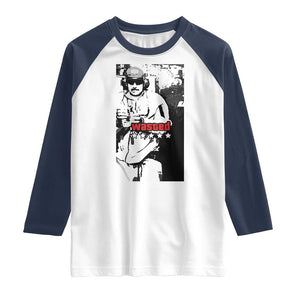 Wasted Maduro Meme Raglan Shirt Dictators Downfall Political Satire GTA Style TS02 White Navy Print Your Wear