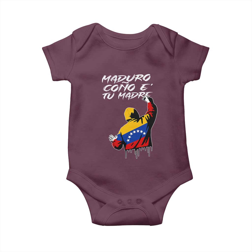 Maduro Cono e Tu Madre Baby Onesie Venezuelan Protest Graffiti Graphic TS02 Maroon Print Your Wear