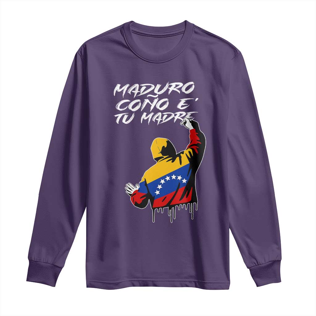 Maduro Cono e Tu Madre Long Sleeve Shirt Venezuelan Protest Graffiti Graphic TS02 Purple Print Your Wear