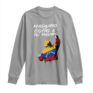 Maduro Cono e Tu Madre Long Sleeve Shirt Venezuelan Protest Graffiti Graphic TS02 Sport Gray Print Your Wear