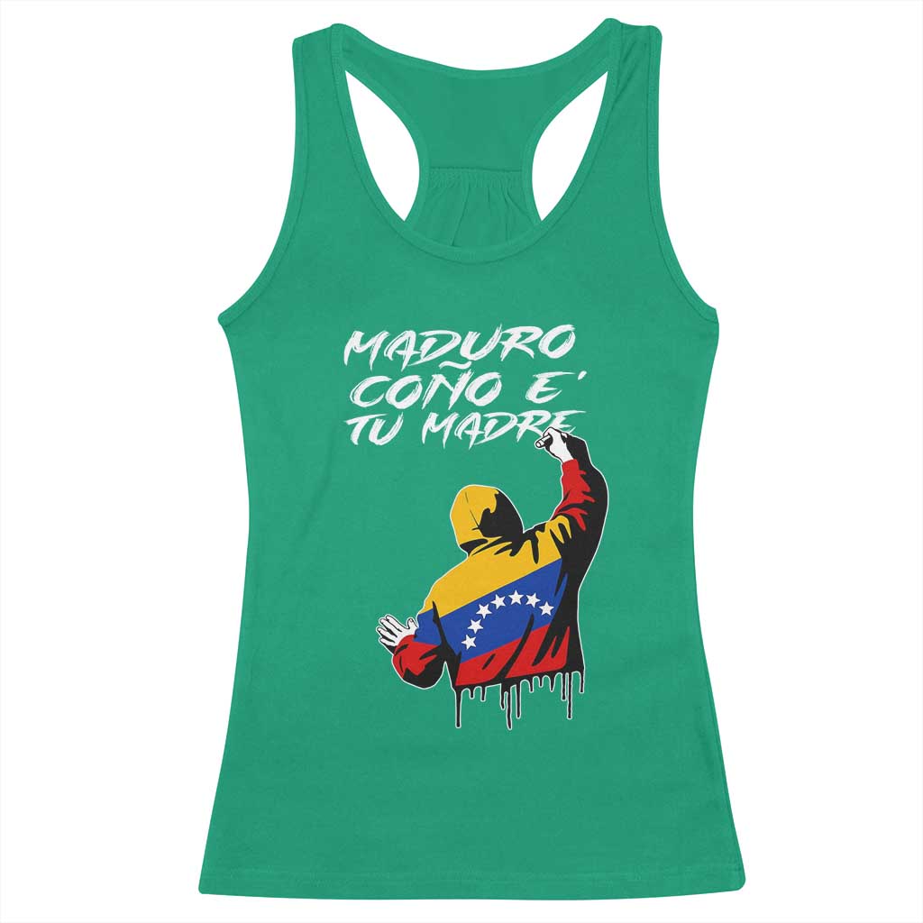 Maduro Cono e Tu Madre Racerback Tank Top Venezuelan Protest Graffiti Graphic TS02 Irish Green Print Your Wear