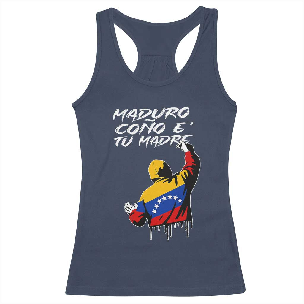Maduro Cono e Tu Madre Racerback Tank Top Venezuelan Protest Graffiti Graphic TS02 Navy Print Your Wear