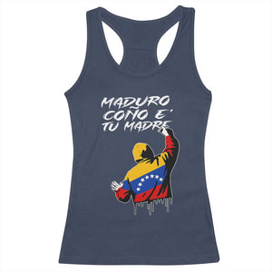 Maduro Cono e Tu Madre Racerback Tank Top Venezuelan Protest Graffiti Graphic TS02 Navy Print Your Wear