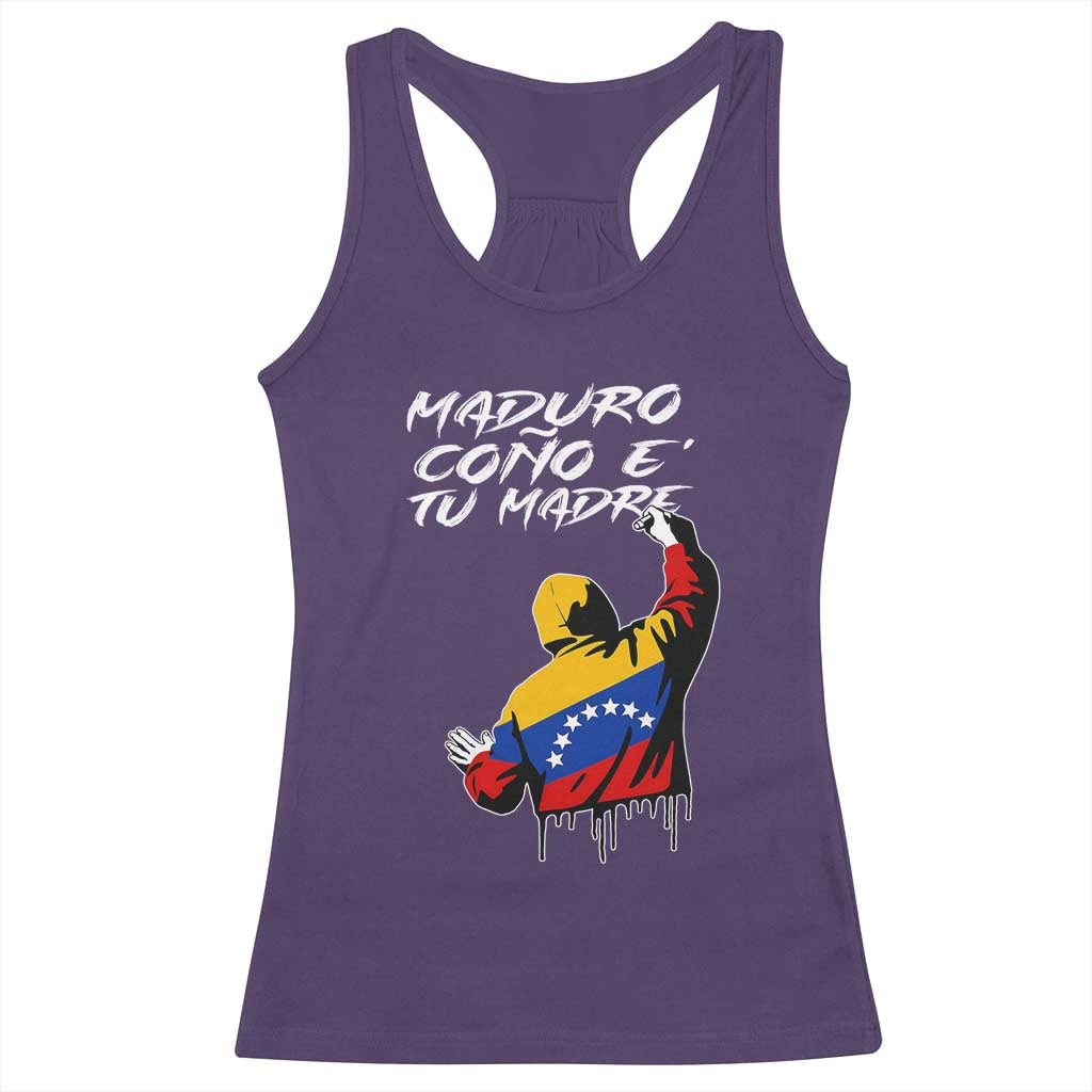 Maduro Cono e Tu Madre Racerback Tank Top Venezuelan Protest Graffiti Graphic TS02 Purple Print Your Wear