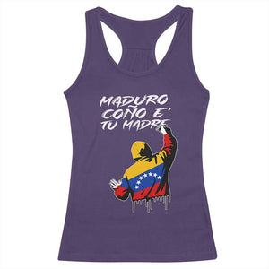 Maduro Cono e Tu Madre Racerback Tank Top Venezuelan Protest Graffiti Graphic TS02 Purple Print Your Wear