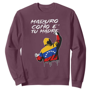 Maduro Cono e Tu Madre Sweatshirt Venezuelan Protest Graffiti Graphic TS02 Maroon Print Your Wear