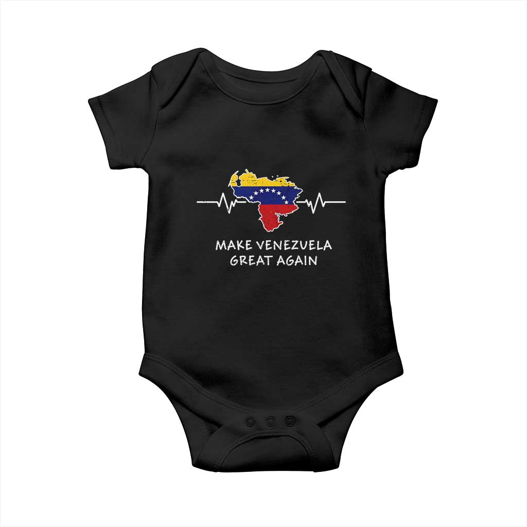 Make Venezuela Great Again Baby Onesie Patriotic Support Heartbeat Distressed Map Graphic TS02 Black Print Your Wear