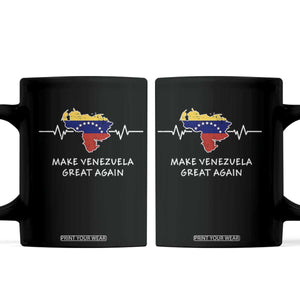 Make Venezuela Great Again Coffee Mug Patriotic Support Heartbeat Distressed Map Graphic TS02 Black Print Your Wear