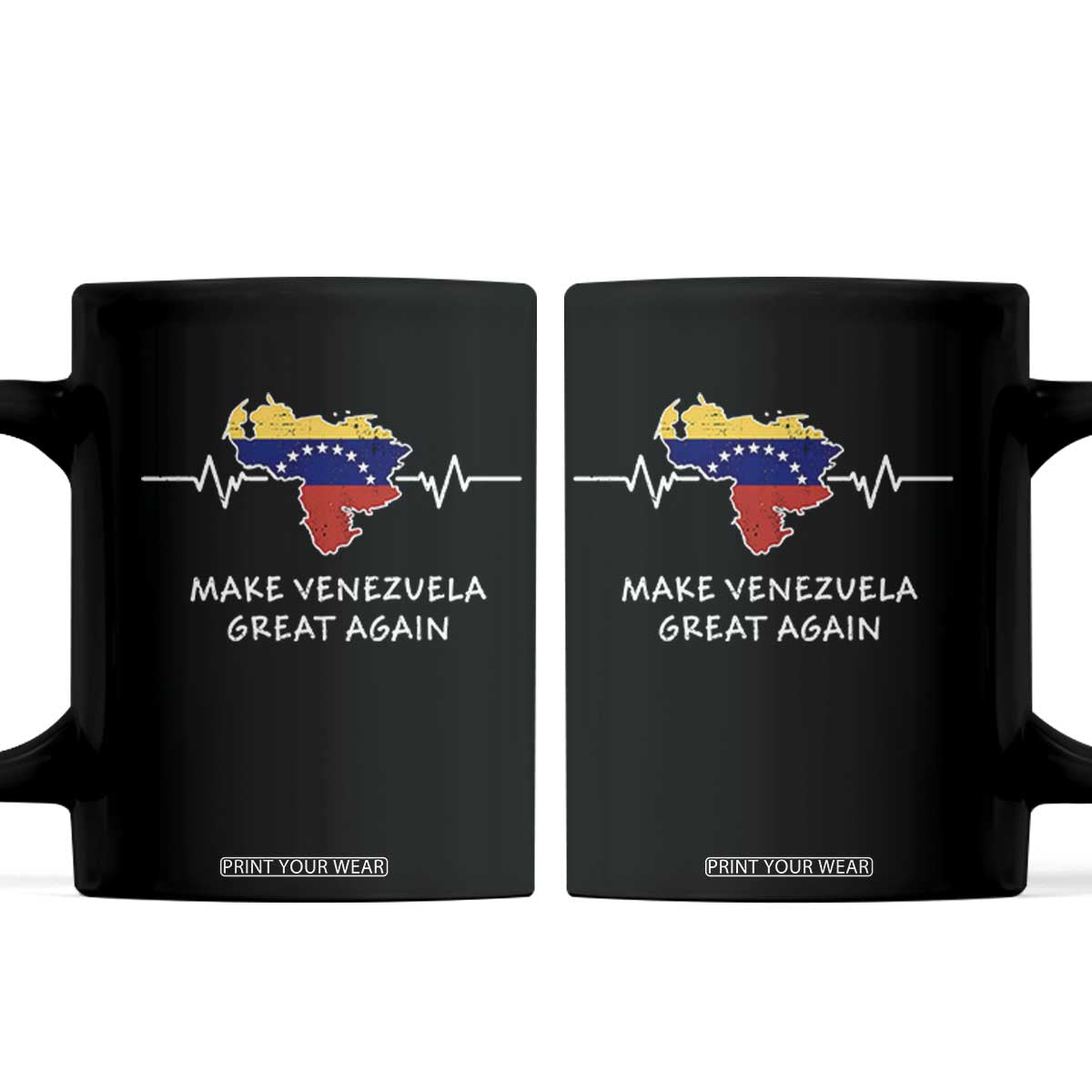 Make Venezuela Great Again Coffee Mug Patriotic Support Heartbeat Distressed Map Graphic TS02 Black Print Your Wear
