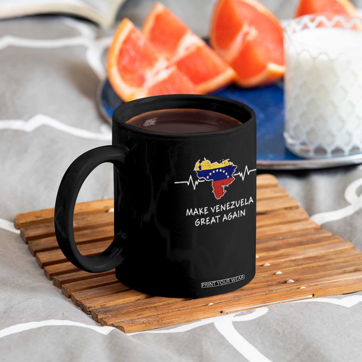 Make Venezuela Great Again Coffee Mug Patriotic Support Heartbeat Distressed Map Graphic TS02 Print Your Wear
