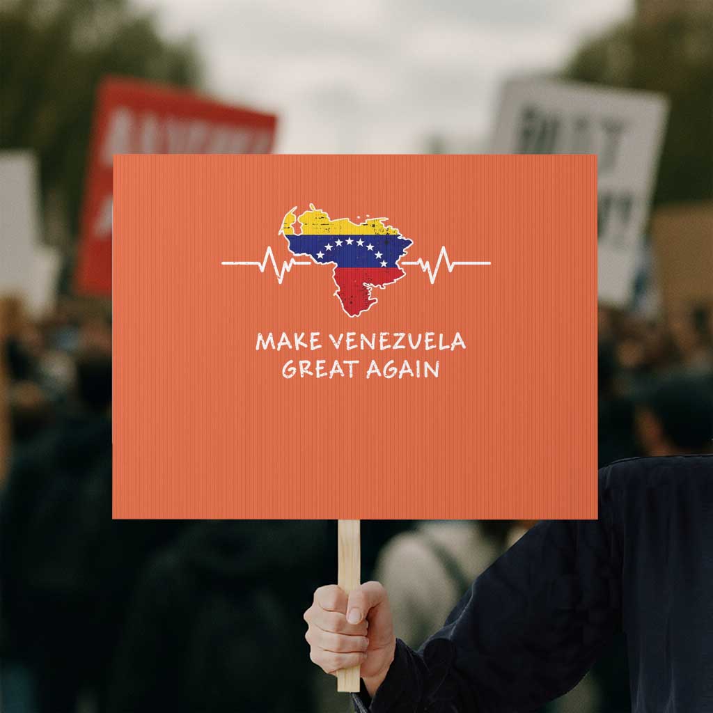 Make Venezuela Great Again Protest Sign Patriotic Support Heartbeat Distressed Map Graphic TS02 Horizontal 18