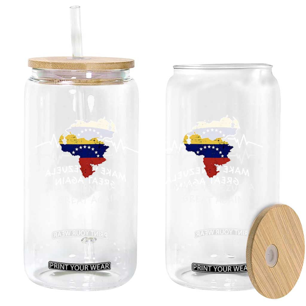 Make Venezuela Great Again Glass Can Patriotic Support Heartbeat Distressed Map Graphic TS02 Print Your Wear