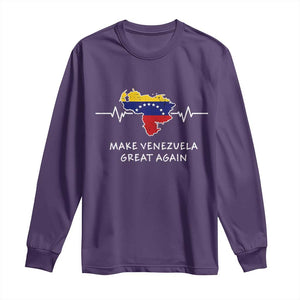 Make Venezuela Great Again Long Sleeve Shirt Patriotic Support Heartbeat Distressed Map Graphic TS02 Purple Print Your Wear