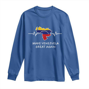 Make Venezuela Great Again Long Sleeve Shirt Patriotic Support Heartbeat Distressed Map Graphic TS02 Royal Blue Print Your Wear
