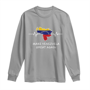 Make Venezuela Great Again Long Sleeve Shirt Patriotic Support Heartbeat Distressed Map Graphic TS02 Sport Gray Print Your Wear
