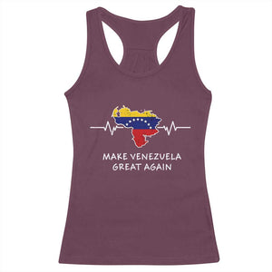 Make Venezuela Great Again Racerback Tank Top Patriotic Support Heartbeat Distressed Map Graphic TS02 Maroon Print Your Wear