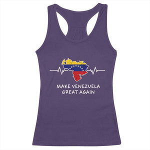 Make Venezuela Great Again Racerback Tank Top Patriotic Support Heartbeat Distressed Map Graphic TS02 Purple Print Your Wear