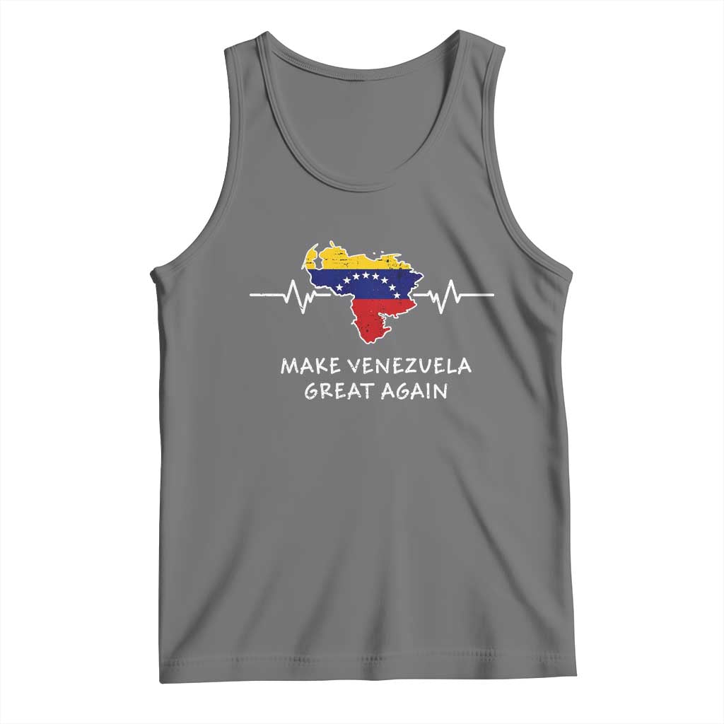 Make Venezuela Great Again Tank Top Patriotic Support Heartbeat Distressed Map Graphic TS02 Black Heather Print Your Wear