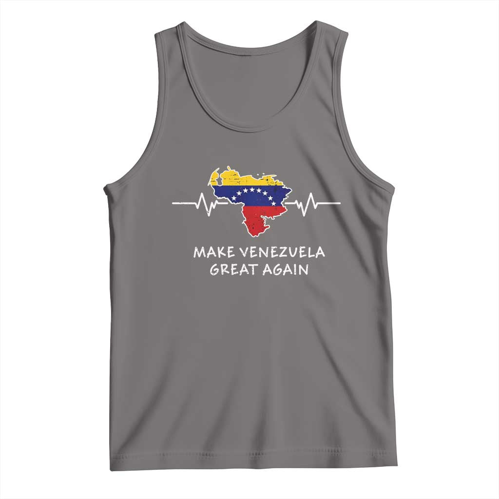 Make Venezuela Great Again Tank Top Patriotic Support Heartbeat Distressed Map Graphic TS02 Deep Heather Print Your Wear