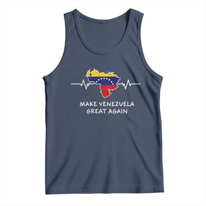 Make Venezuela Great Again Tank Top Patriotic Support Heartbeat Distressed Map Graphic TS02 Navy Print Your Wear