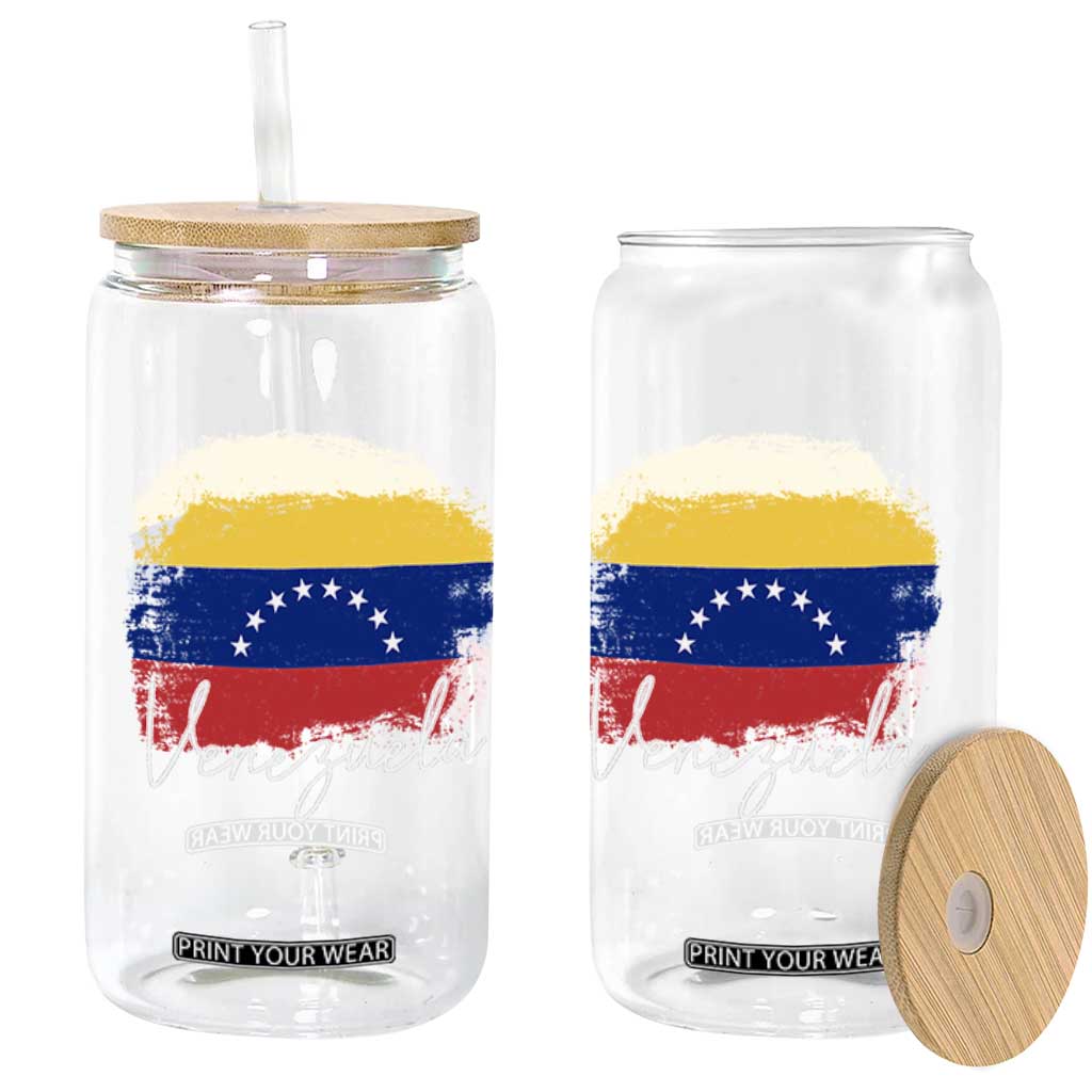 Venezuela Flag Pride Patriotic Glass Can for Venezuelan Roost TS02 Print Your Wear