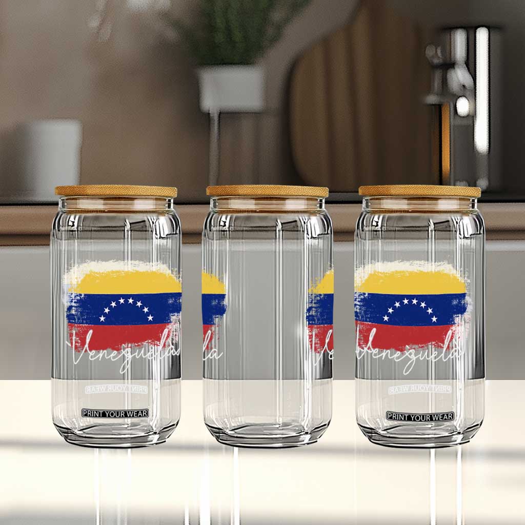 Venezuela Flag Pride Patriotic Glass Can for Venezuelan Roost TS02 Print Your Wear