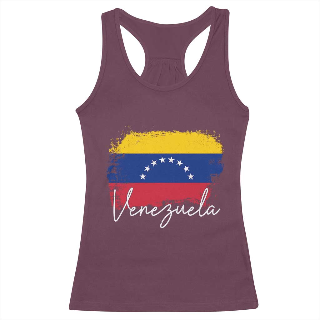 Venezuela Flag Pride Patriotic Racerback Tank Top for Venezuelan Roost TS02 Maroon Print Your Wear